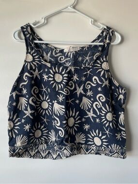 Women’s Navy Sun & Shell Print Tank Top
